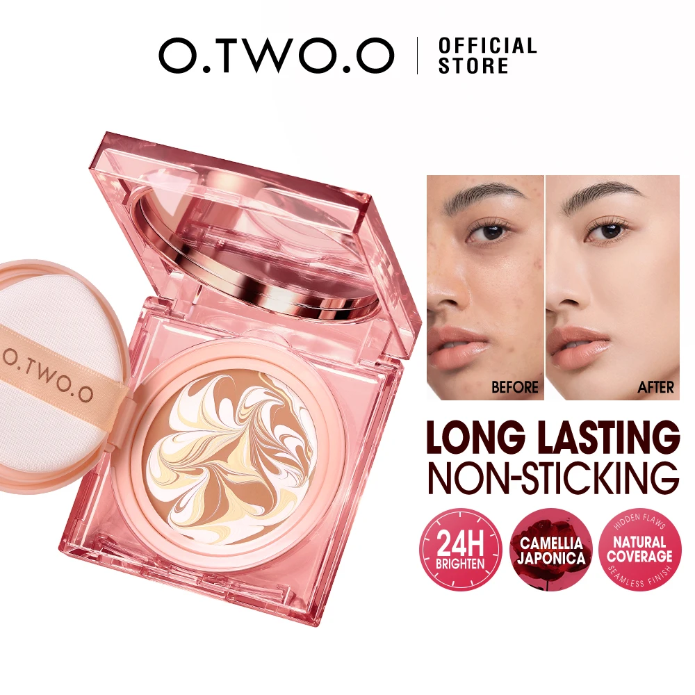 O.TWO.O Triple Cushion Compact Face Concealer Whitening BB&CC Cream Natural Oil-control Waterproof High Coverage Makeup Base