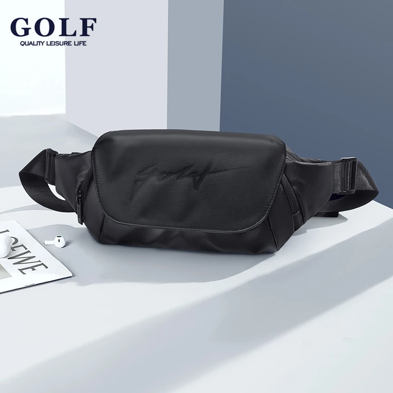

GOLF QUALITY Fashionable Chest Bag for Men Waterproof Shoulder Sling Bag Casual Crossbody Bag Water-Resistant Waist Bag Black
