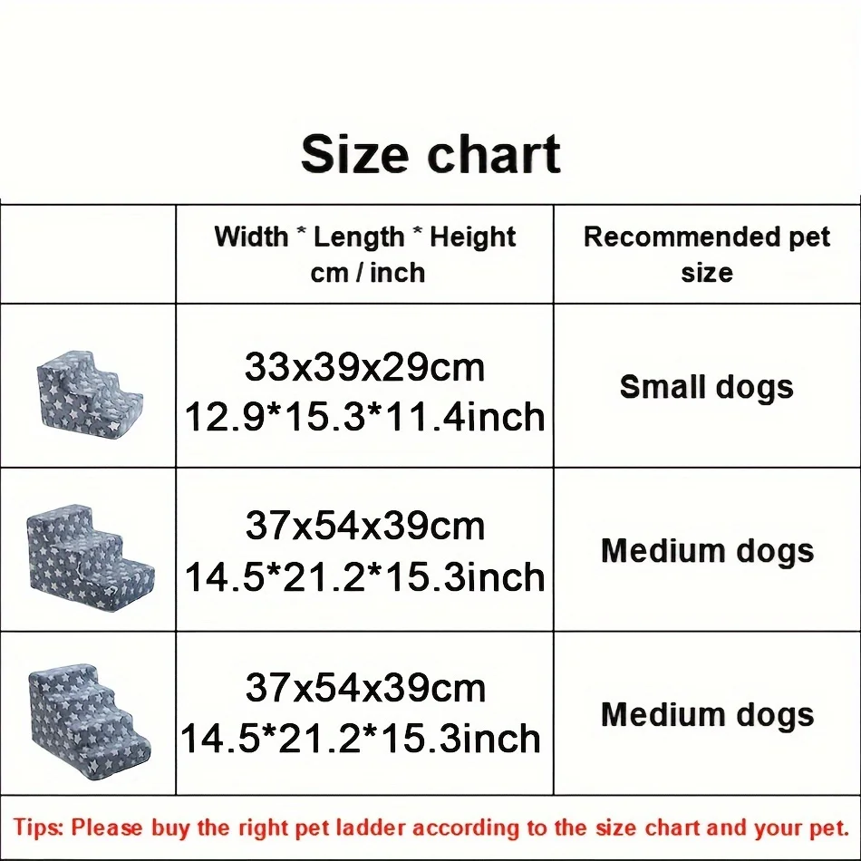 3/4 Pets Steps Foam Dogs Secure Stairs Ramps Non-Slip Pets Star Steps for Protect Older Dogs Pets with Joint Pain Sofa Bed Ladde