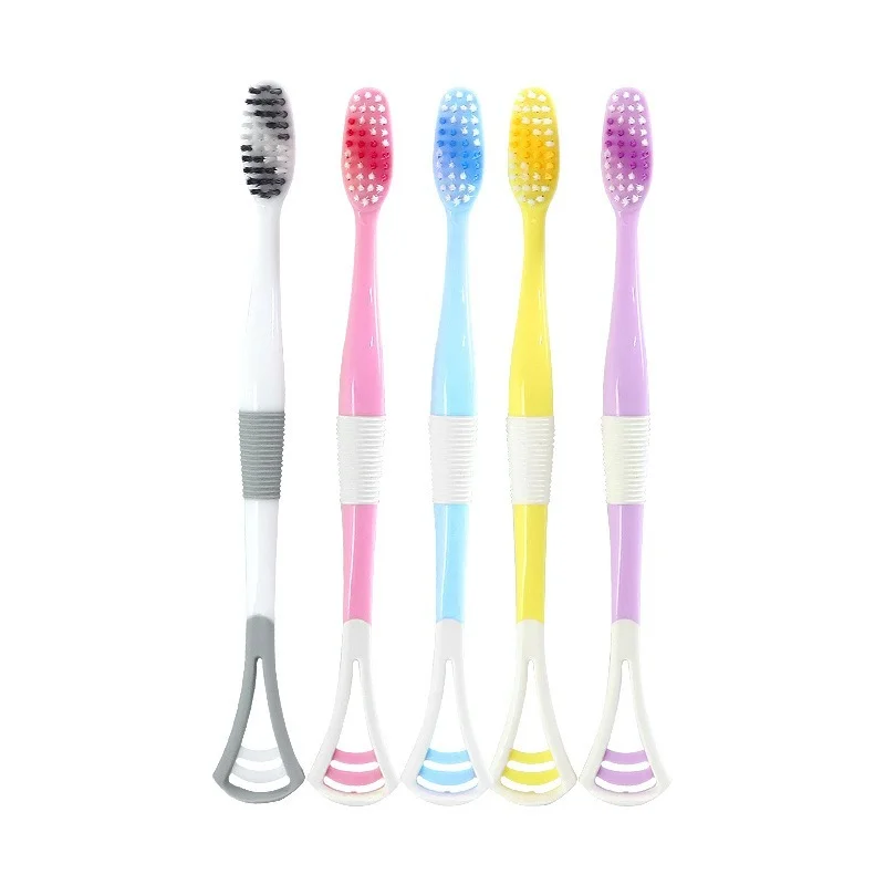 

Silicone Toothbrush 8 Sticks Toothbrush Tongue Scraper To Remove Bad Breath Dual-purpose Bamboo Charcoal Soft Bristle Toothbrush