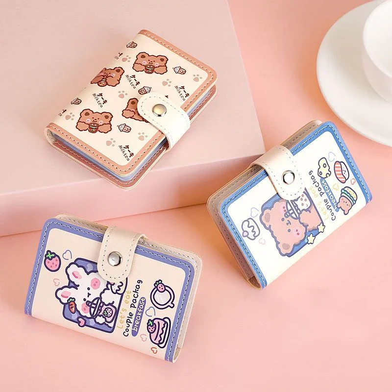 Imagem -05 - Titular do Cartão Urso Kawaii Bonito Multi Grids Business id Credit Bank Card Case Photocards Holder Carteira Portátil Papelaria Coreano