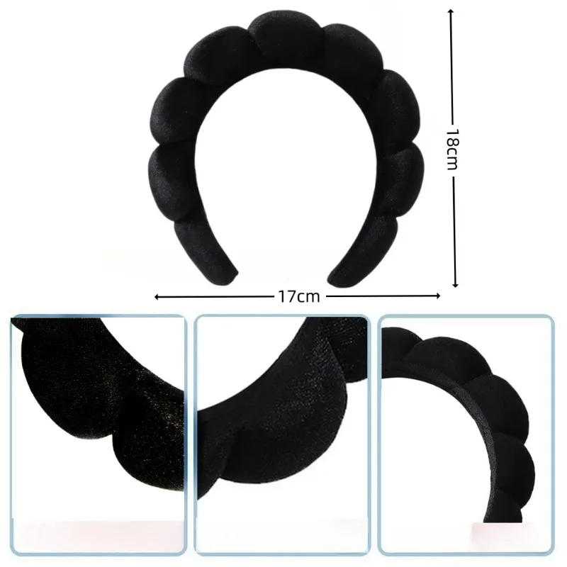 Velvet Cloud Hair Hoop Set para Mulheres, Esponja Headband, Wash Face Wristband, Spa Banheiro Acessórios, Meninas, 3pcs