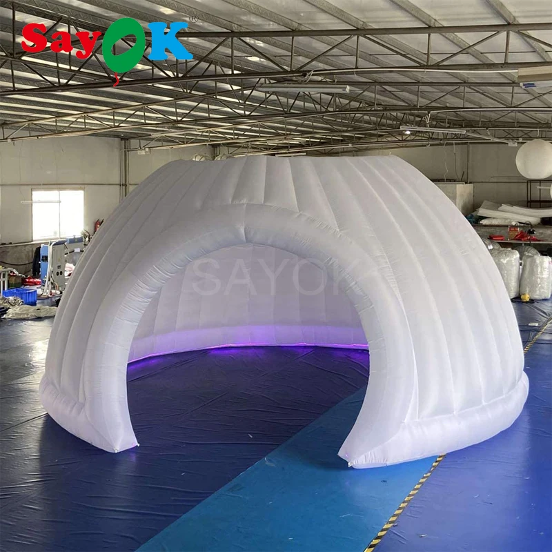 Led Inflatable Roofless Dome Tent With Blower Inflatable Panoramic Office Tent With Air Blower For Event Party Show Exhibition