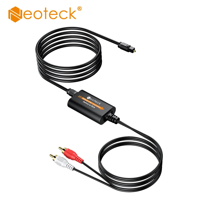 Neoteck 192kHz Optical SPDIF to RCA Male Converter Built-in Audio Amp Chip Digital to Analog Audio DAC Adapter For DVD Player