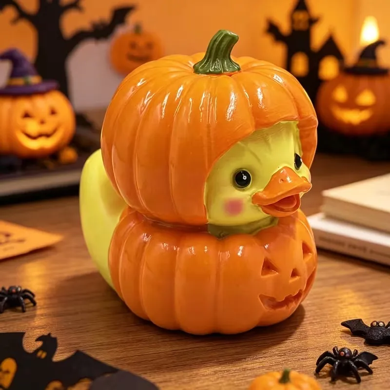 Piece Halloween Pumpkin Duck Resin Ornament Creative Cartoon Spooky Cute Mashup Home Decor Holiday