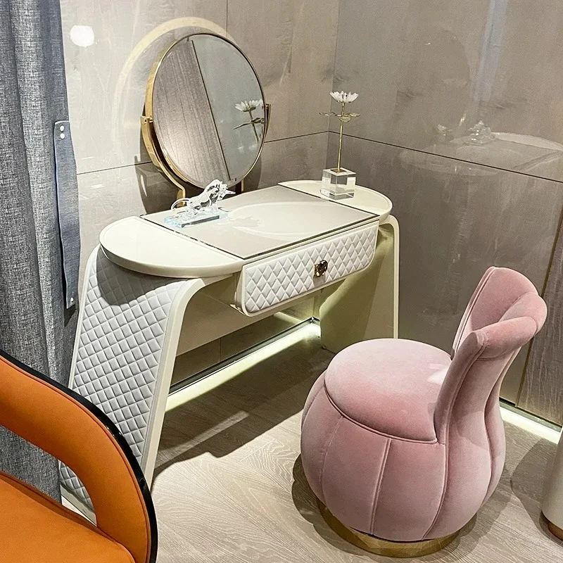 

Минималистичный скандинавский туалетный столик с ящиками, бежевый, уникальный белый туалетный столик, современный туалетный столик со стеклянной столешницей, угловой туалетный столик для комнаты