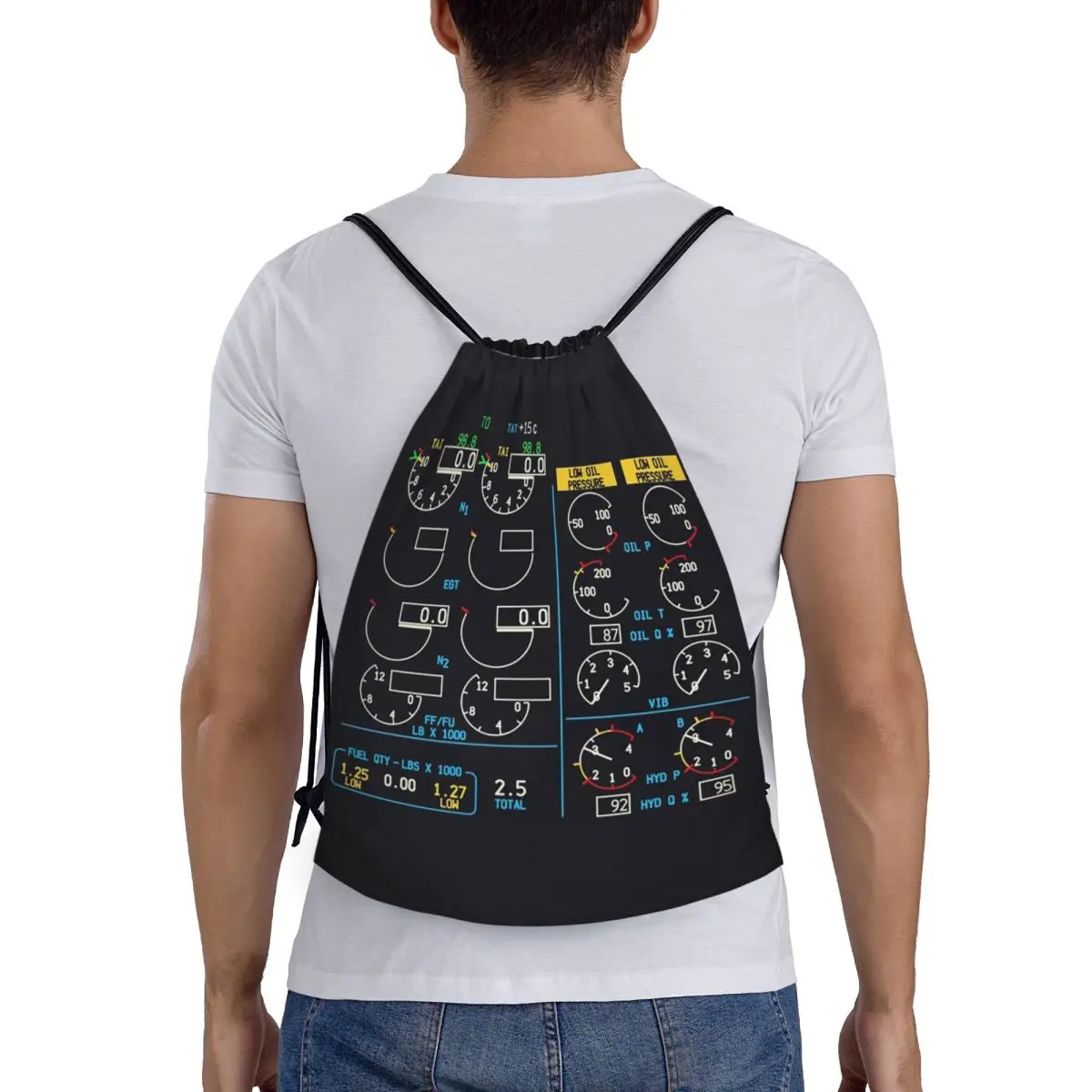 BOEING 737 NG ENGINE INSTRUMENT PANEL Backpacks Multi-function Drawstring Bundle Pocket Sundries Bag Book Bags for Man Woman