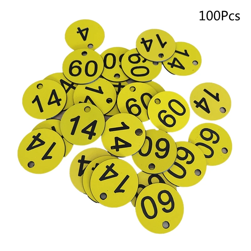 100 sztuk Etykiety numerami identyfikacyjnymi Okrągłe etykiety numerami ABS Kompaktowy rozmiar Szafka wielokrotnego użytku