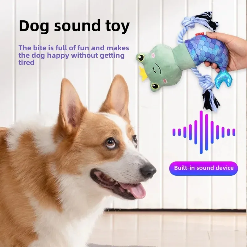 D011 Dog Toys Grinding Teeth Sound Plush Mermaid Self-Hi Tie Knot Toys Small Dog Pet Supplies