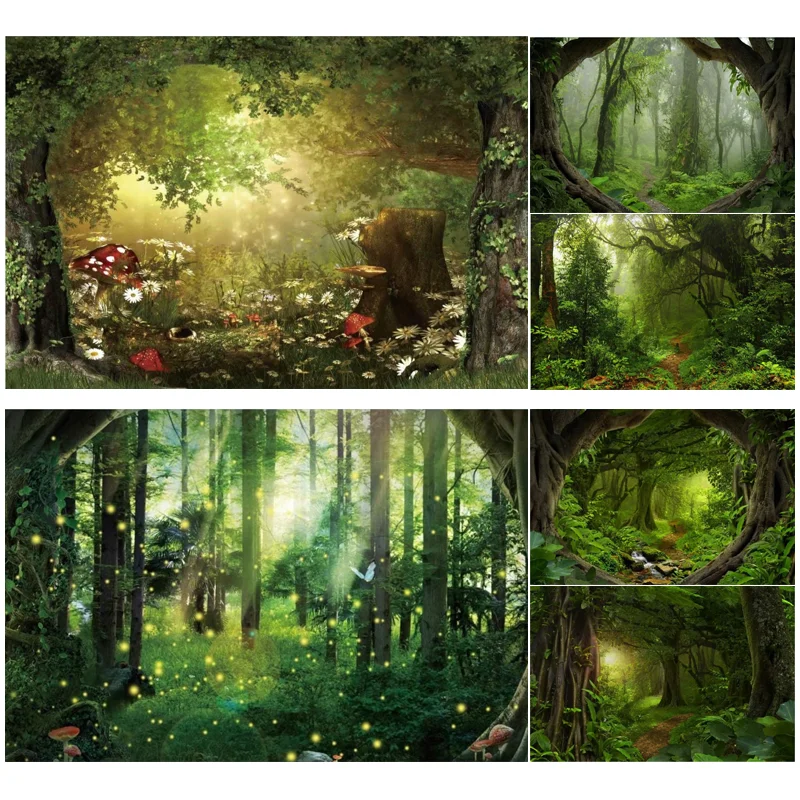 sfondi-fotografici-foresta-verde-primaverile-banner-a-tema-giungla-e-campeggio-per-baby-shower-sfondo-per-fotografia-accessori-per-studio