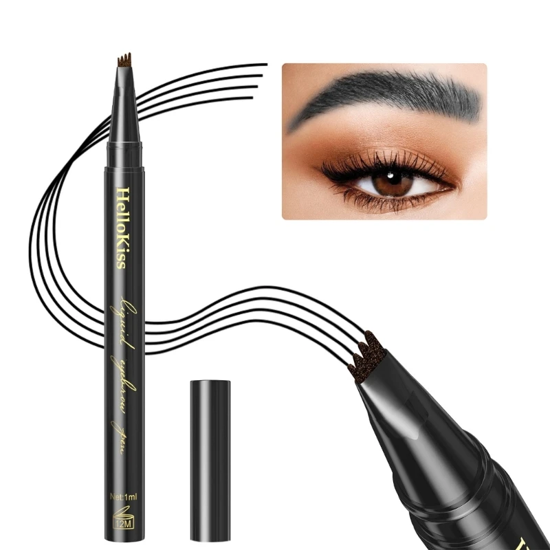 Hello Kiss Eye Brow Pencils with Micro-Fork Tip Liquid Eyebrow Pen Waterproof Eyebrow Tattoo-Pen Long Lasting Eyebrow Makeup