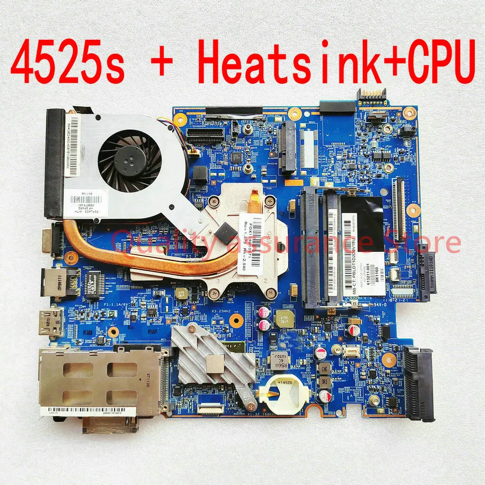 613211-001 For HP ProBook 4525s Notebook 613213-001 Laptop Motherboard 48.4GJ02.011+CPU+Heatsink = 613212-001 622587-001