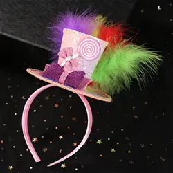 Fascinators Mini Top Hat Headband Feather Sparkling Sequin Bowknot Hair Hoop Hairloop Halloween Cosplay Hair Costume Accessorie