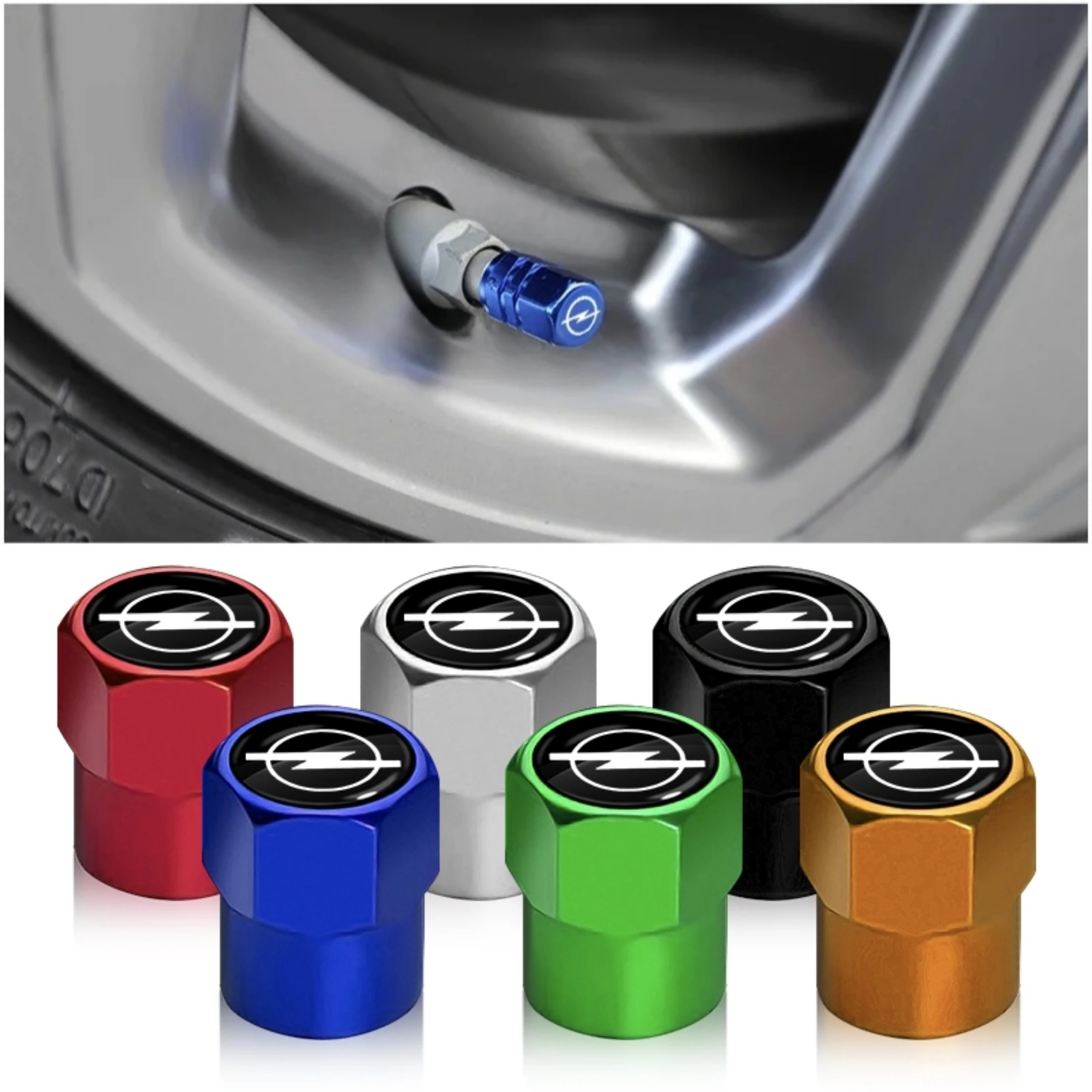 Bouchons de Valve de pneu de roue de voiture en métal, accessoire de couverture adapté à Opel Astra Antara 4 pièces ‌ Zafira Tigra Rocks Mokka Corsa Insigne Vivaro