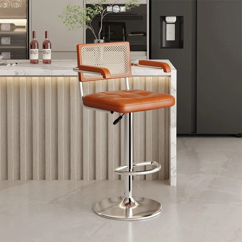 Silla de Bar Móvil Walnut Casa, Silla de Bar Moderna para Oficina, Cocina, Barra de Bar Relajante, Silla de Bar Vintage, Chaise De Bar de Terciopelo, Muebles para el Hogar