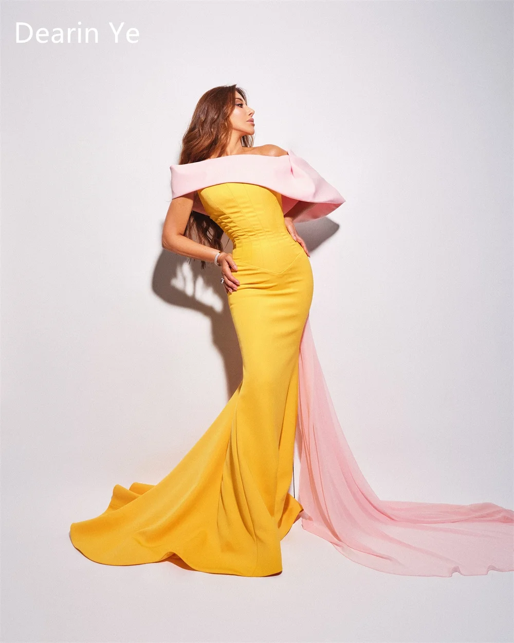 Customized Saudi Arabia Dearin Off-the-shoulder Mermaid Floor Length Skirts Draped Layered Ruffle Bespoke Occasion Dresses Prom