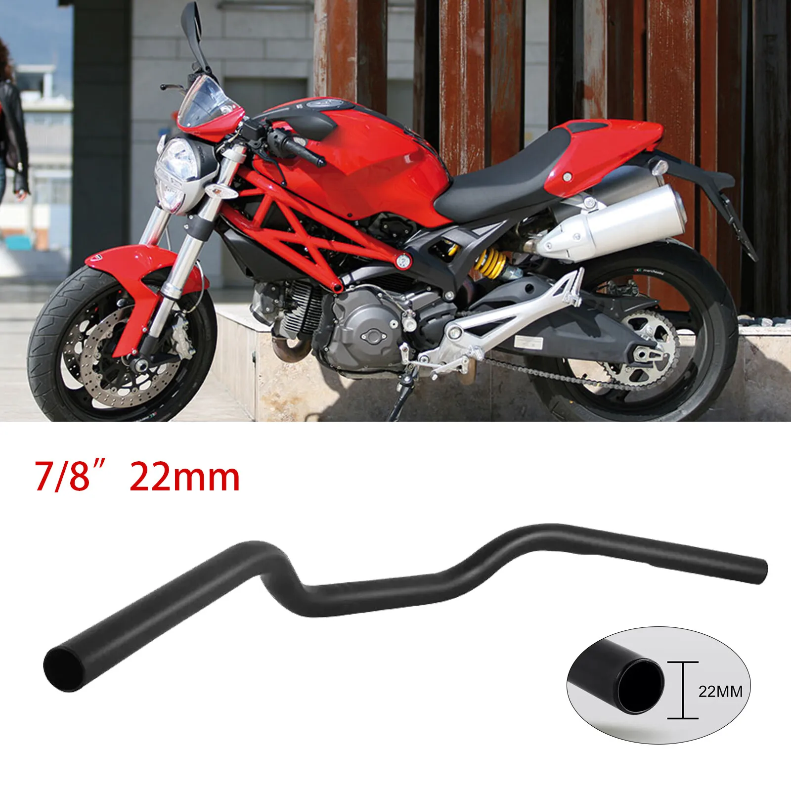 

For Ducati Monster 696 750 2008-2014 Motorcycle Handlebar 7/8" Handle Bars Black