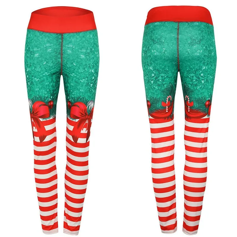 Leggings con estampado navideño de cintura alta para mujer, pantalones deportivos ajustados para Fitness, Yoga, pantalones elásticos de entrenamiento, pantalones sexys para mujer