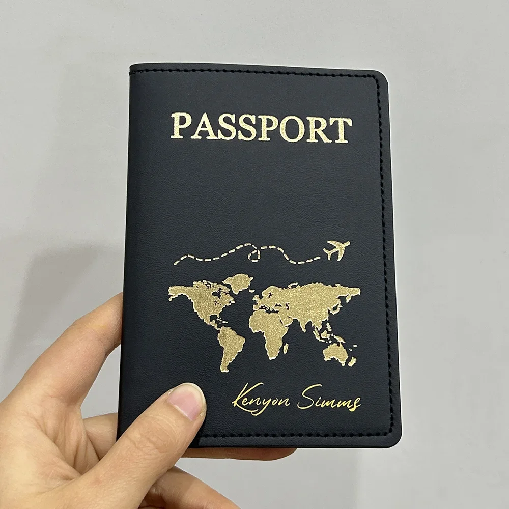 Funda de pasaporte con nombre personalizado para mujer, soporte para pasaporte, tarjetero para hombre, funda de identificación, etiqueta de equipaje de crédito, accesorios de viaje