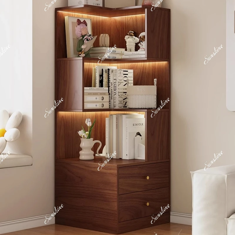 All solid wood corner cabinet integrated household antique bookshelf