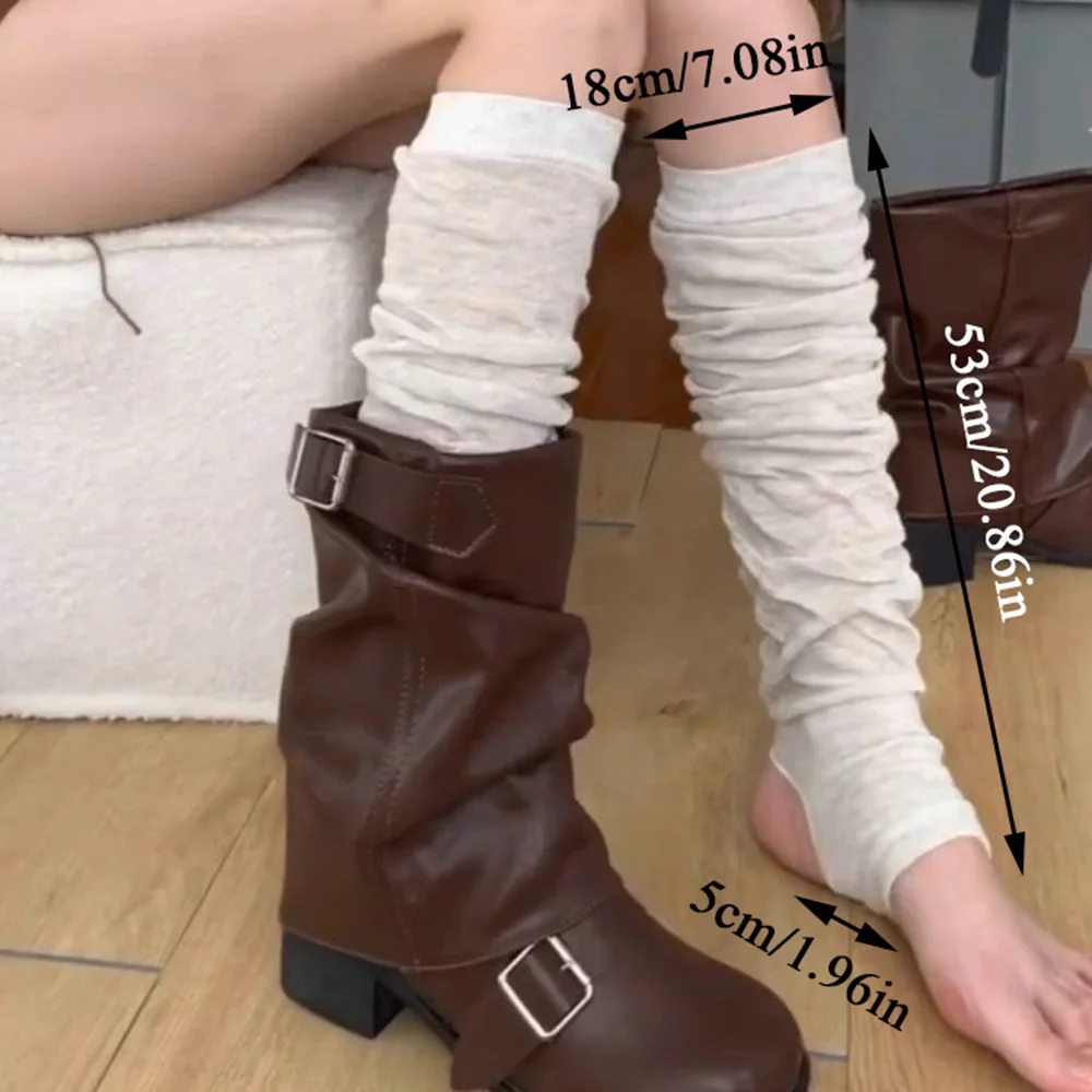 Dünne Fuß socken stapeln atmungsaktive Socken Bein warme einfarbige Waden socken Frühling Winter Mode Bein bezug Baumwolle Dame y2k