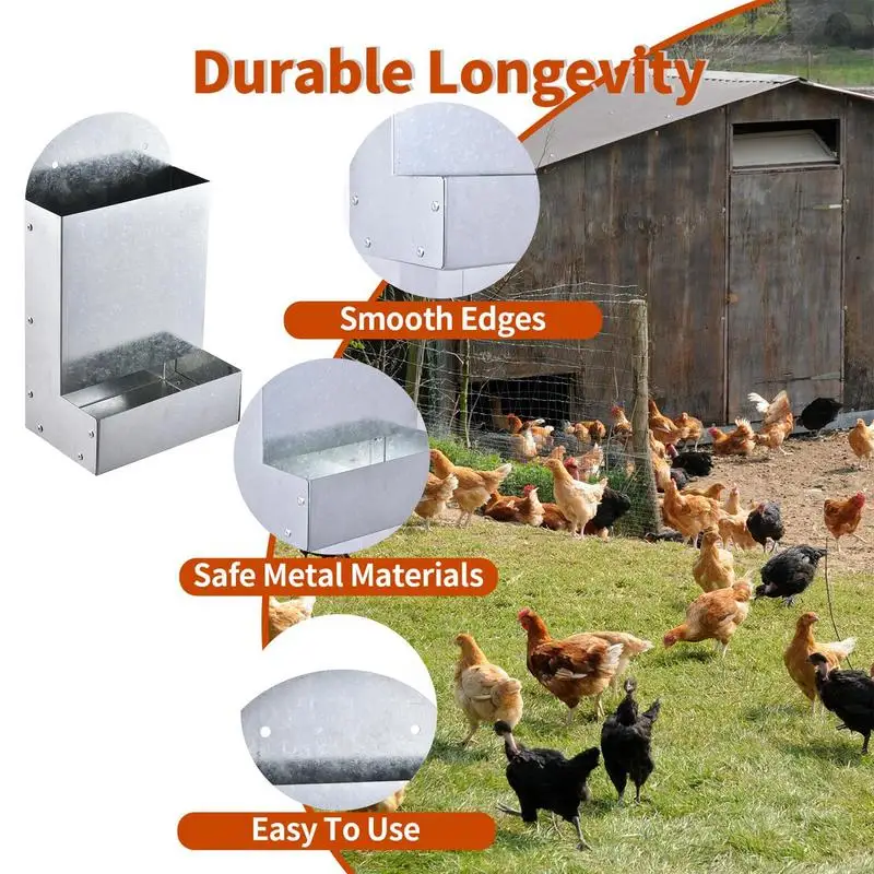 

Oyster Shell Feeder For Chickens Grit Trough Feeder Portable Metal Large Automatic Coop Accessories For Feeding Duck Farm