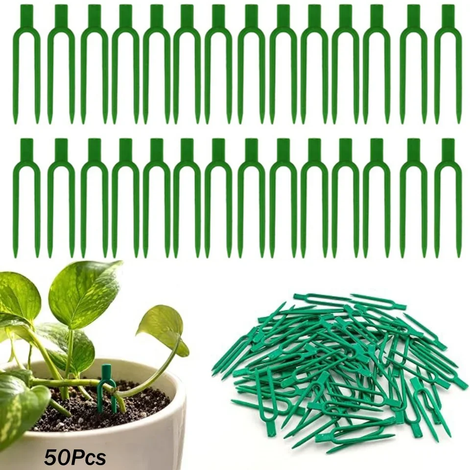 50Pcs Strawberry Garden Plants Fastening Fixture Clamp Clips Planting Fork Green Stolon Fixator Watermelon Vine Pressing Tool