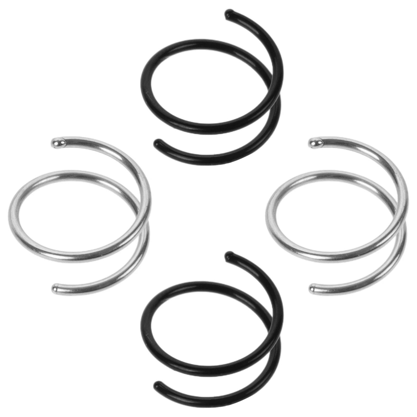 4 stuks dubbele spiraal neusringen roestvrij staal hypoallergene neus sieraden voor vrouwen trendy dansvoorstelling decor