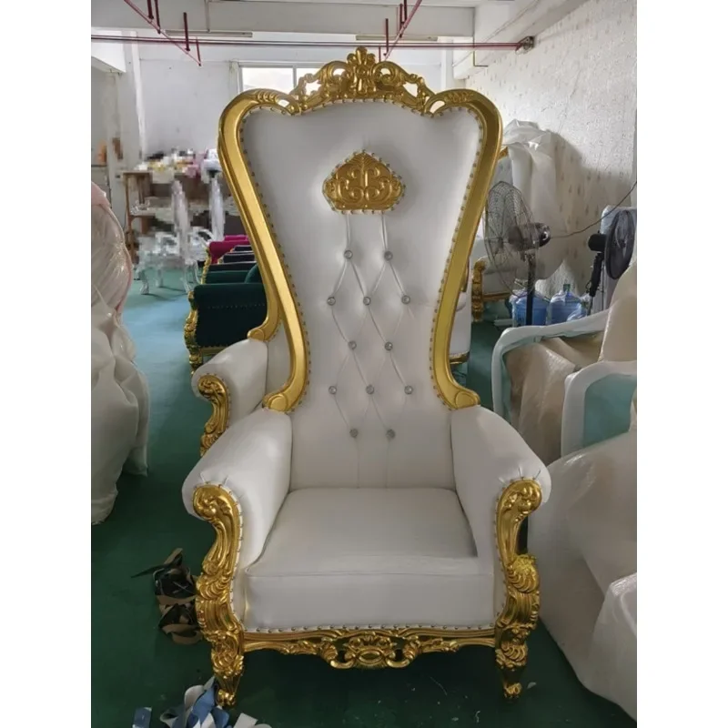 European high-backed chair solid wood, carved decorative image chair villa living room hotel clubhouse KTV princess chair king c