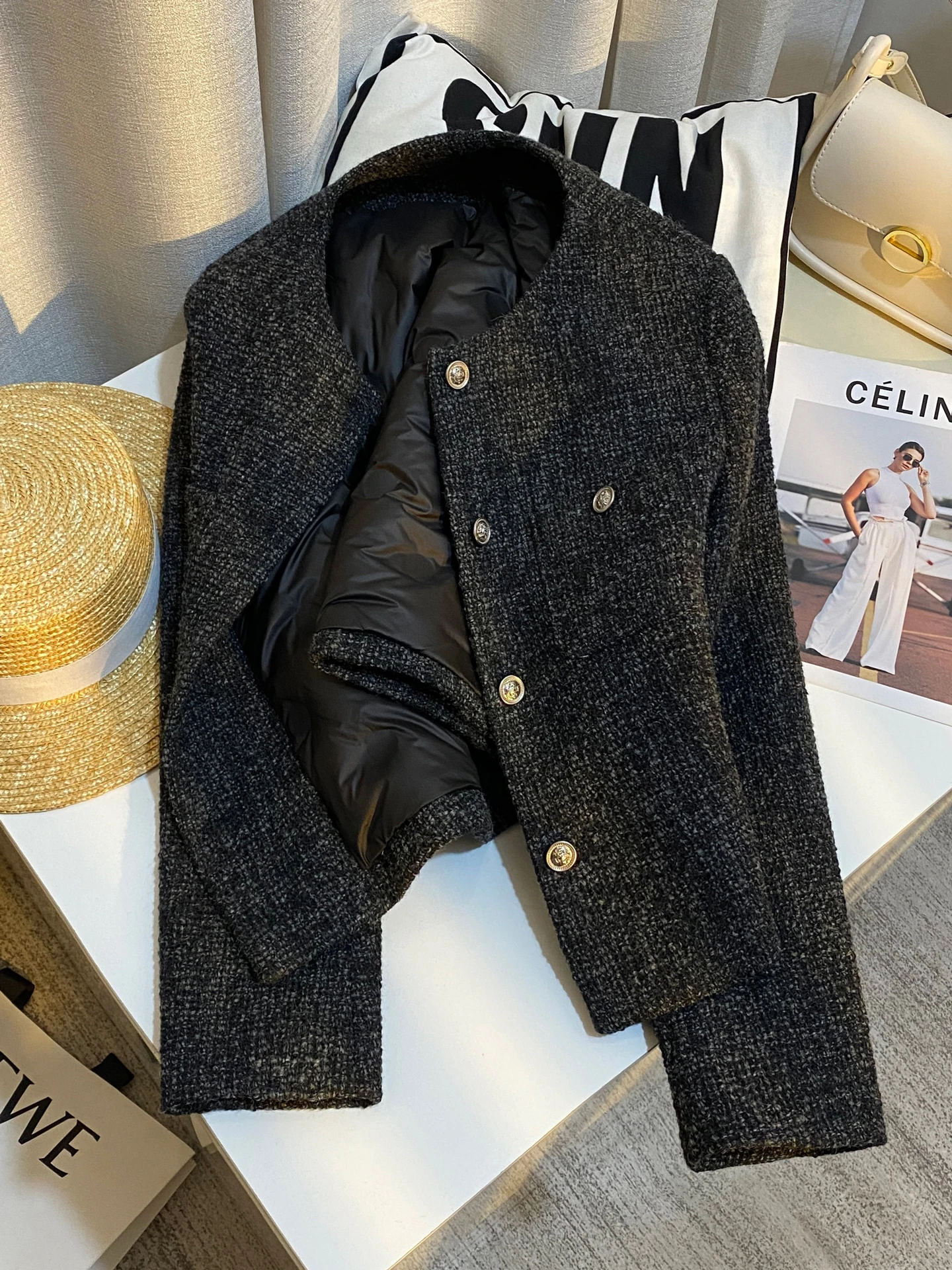 

Retro k ey ort down Jaet Women's Faion Simple High-End Commuting Top Winter 2025 Casual Straight Cut Long Sve