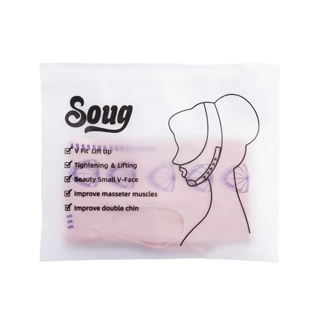 SOUG 通気性Vフェイスバンド 頬の肉を減らす 二重あご解消 フェイスリフトアップ 細顔マスク Vラインシェイプバンド シワ防止フェイスツール