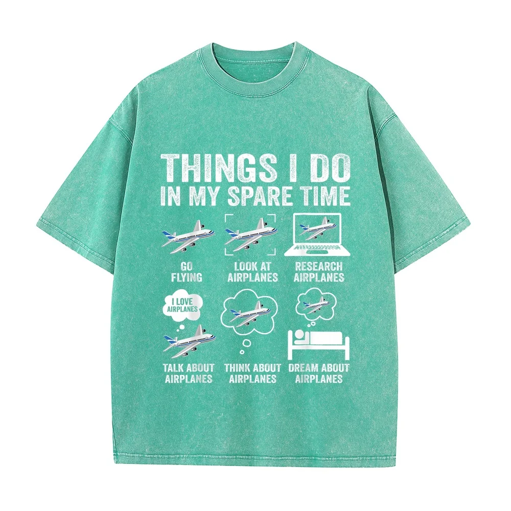 Funny Airplanes Lover Things I Do in My Spare Time Airplane T-Shirt Oversized T Shirt Premium Cotton Humor Summer Top Men
