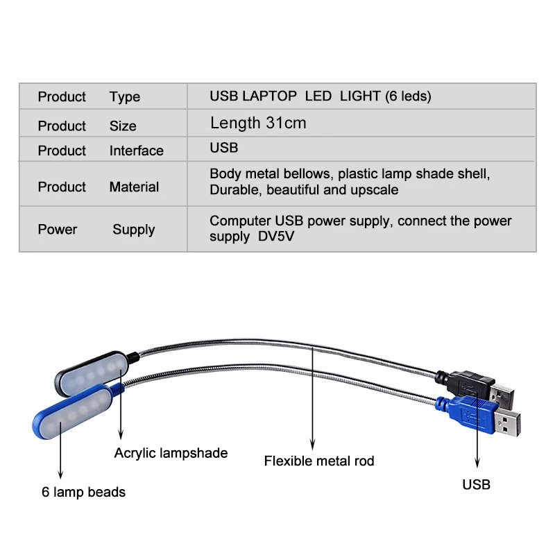 USB Direct Plug Portable Lamp 6leds USB Dormitory Bedside Lamp Eye Protection Student Study Reading Available Night Light