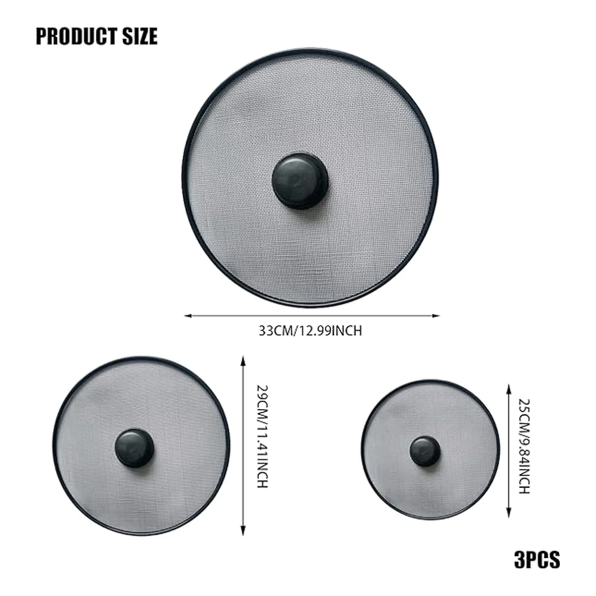 3Pcs Kitchen Splash Guard Splatter Screens Frying Pan Splatter Guard Grease Splatter Screen Mesh Oil Proof Pot Lid