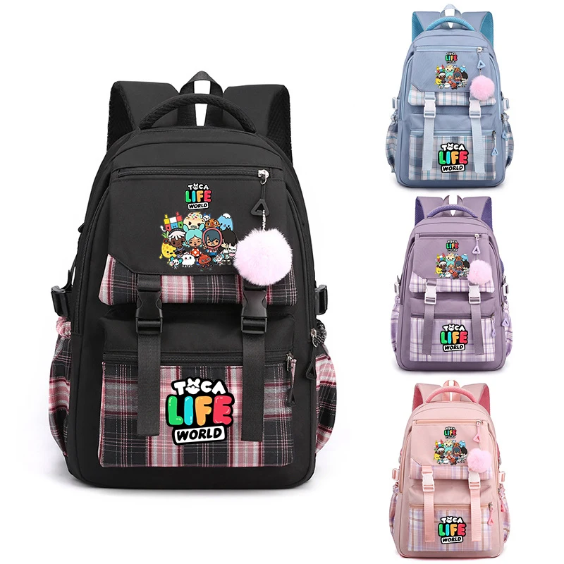 Toca Life World Printed School Bags Teenage Girls Large Capacity Outdoor Travel Bagpack Multi-function Cartoon Students Backpack