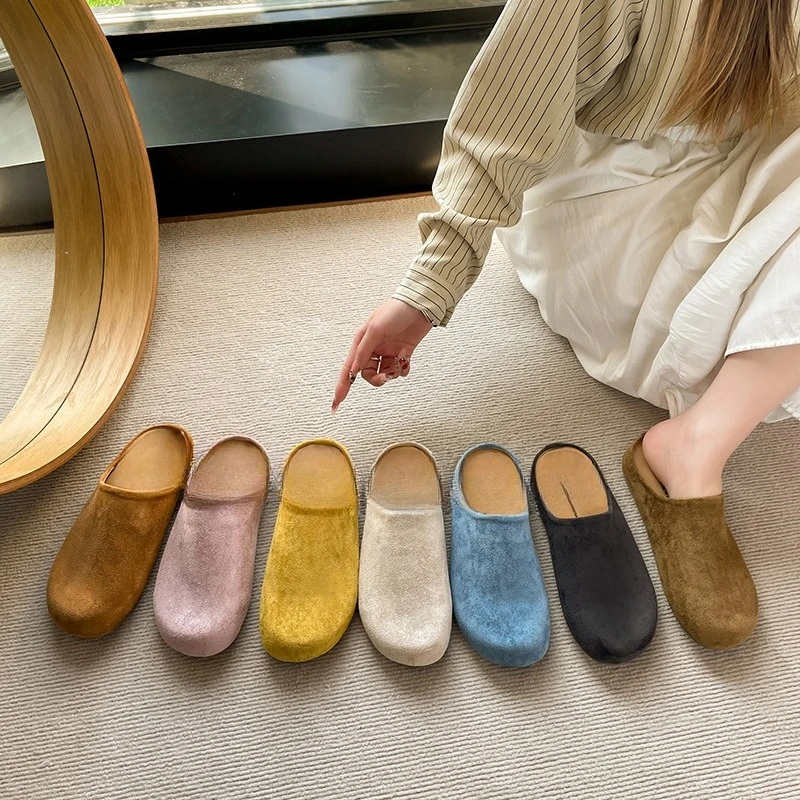 2025 Spring/summer New Korean Multi-colored Chunky Platform Loafers Fashionable Flat Slip-on Closed-toe Retro Mules for Women