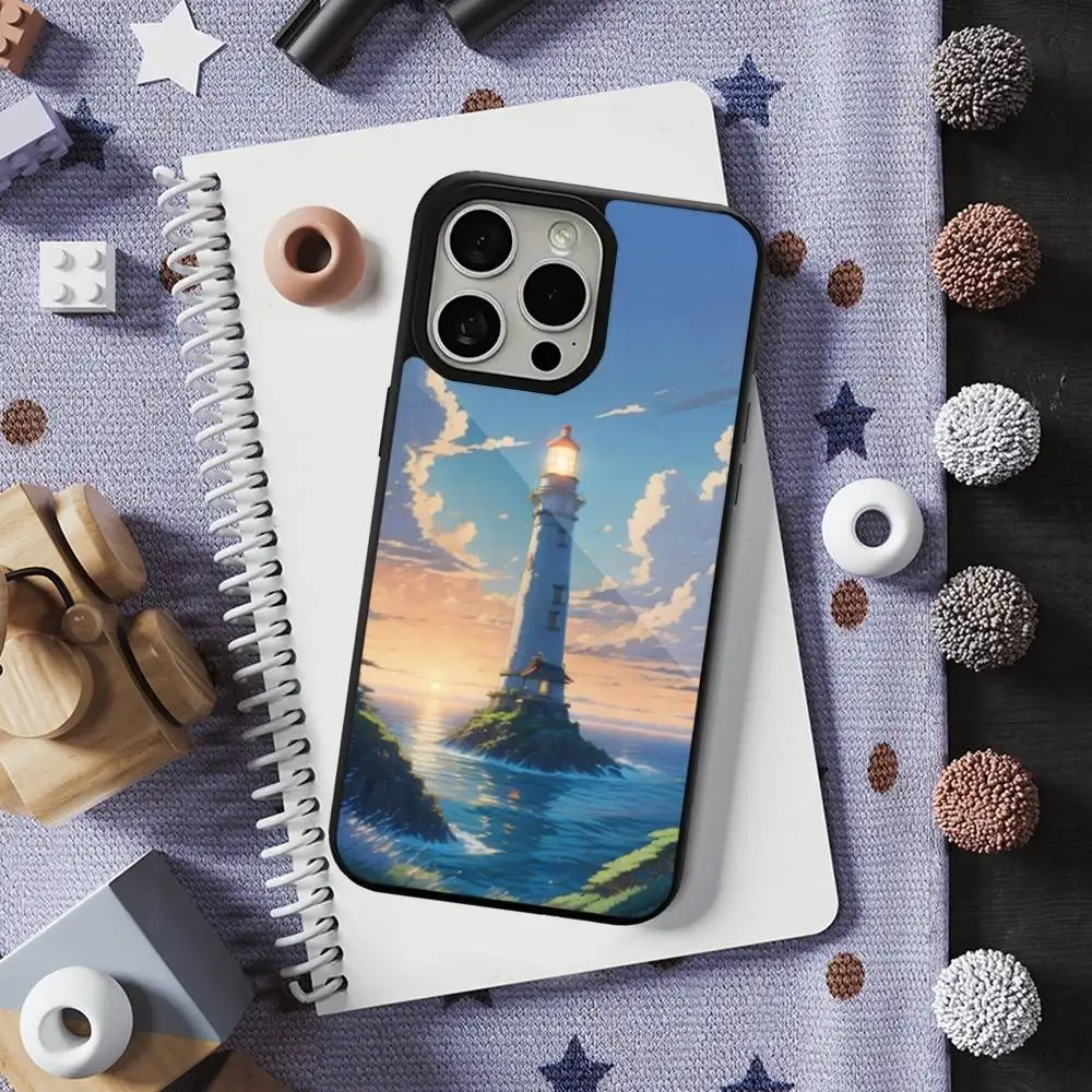 Beauty Lighthouse Phone Case  For iPhone 16,17,15,14,13,12,11,Pro,Max,Plus,Mini,Magsafe,Magnetic Wireless Charging Case