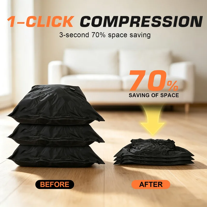 3D Bottom‑Insert Vacuum Compression Storage Bags, Clothes Organizer for Travel Luggage