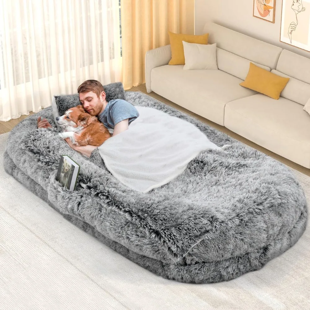 

Human Dog Bed, 79"x43" Extra Large Memory Foam Dog Beds for Adults and Pets with Blanket and Pillow