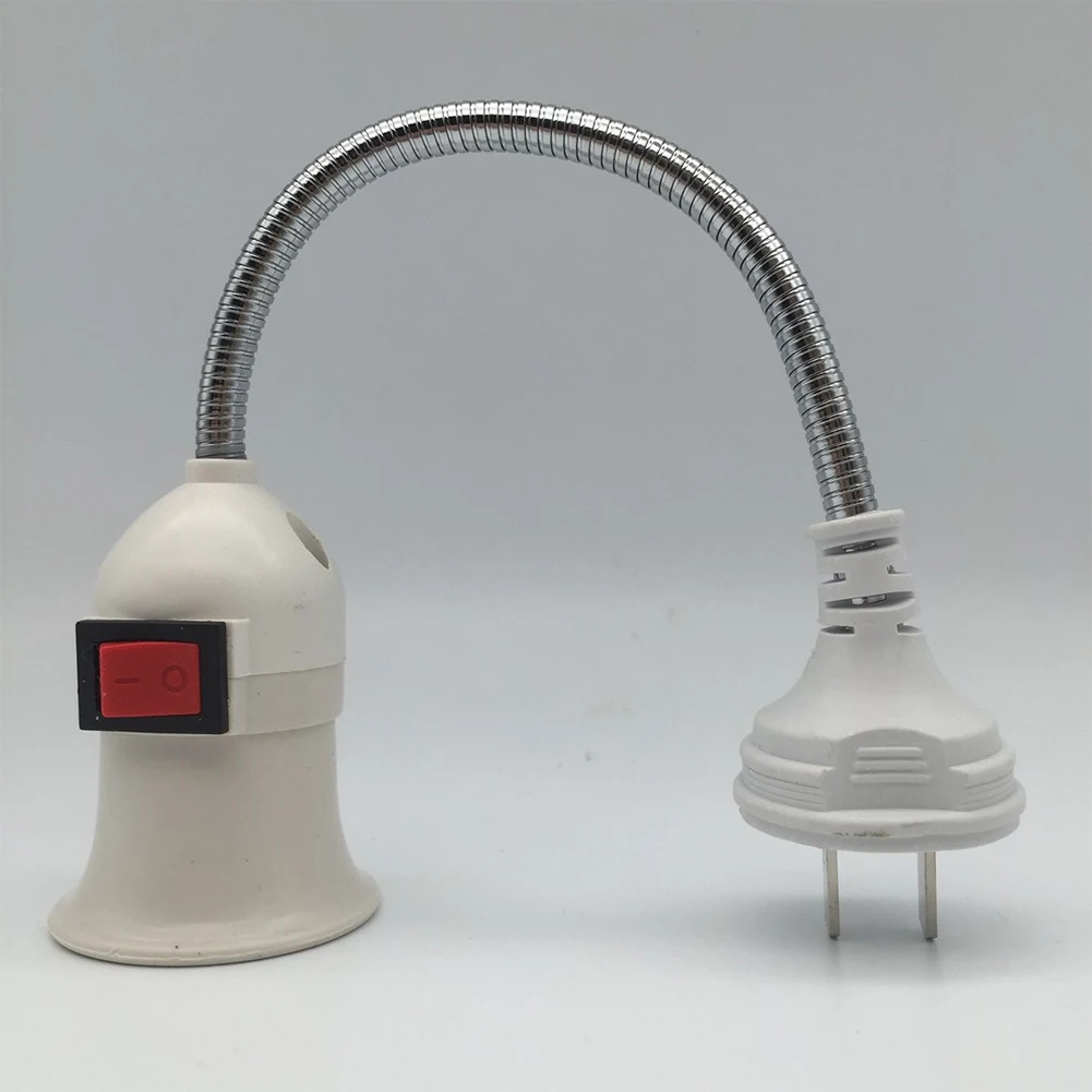 Stainless Steel E27 Lamp Base Flexible Bend Mobile Test Light Socket Light Adapter Plug Switch