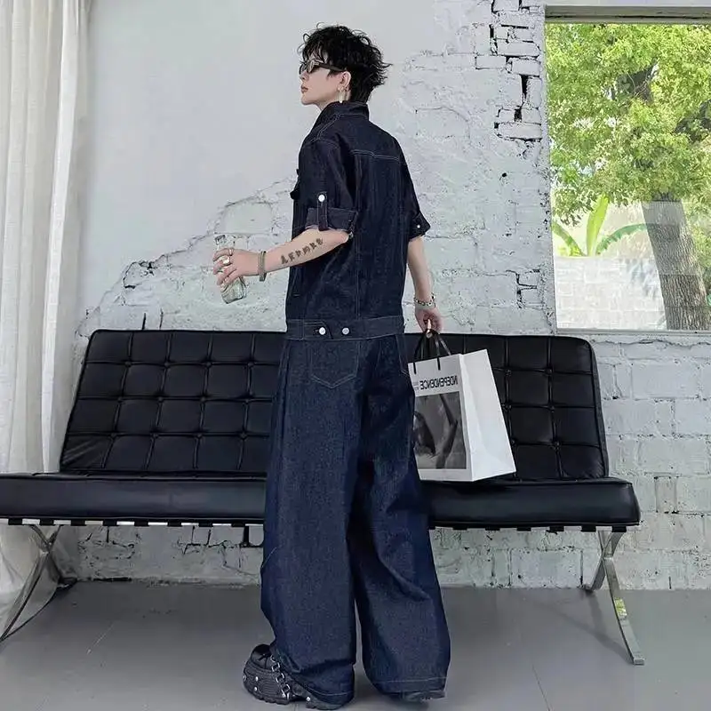 LUZHEN Handsome 2026 Summer New Denim Two-piece Sets Men's Trendy Multi Pockets Short Sleeve Shirts And Loose Male Jeans JY8055 view 2