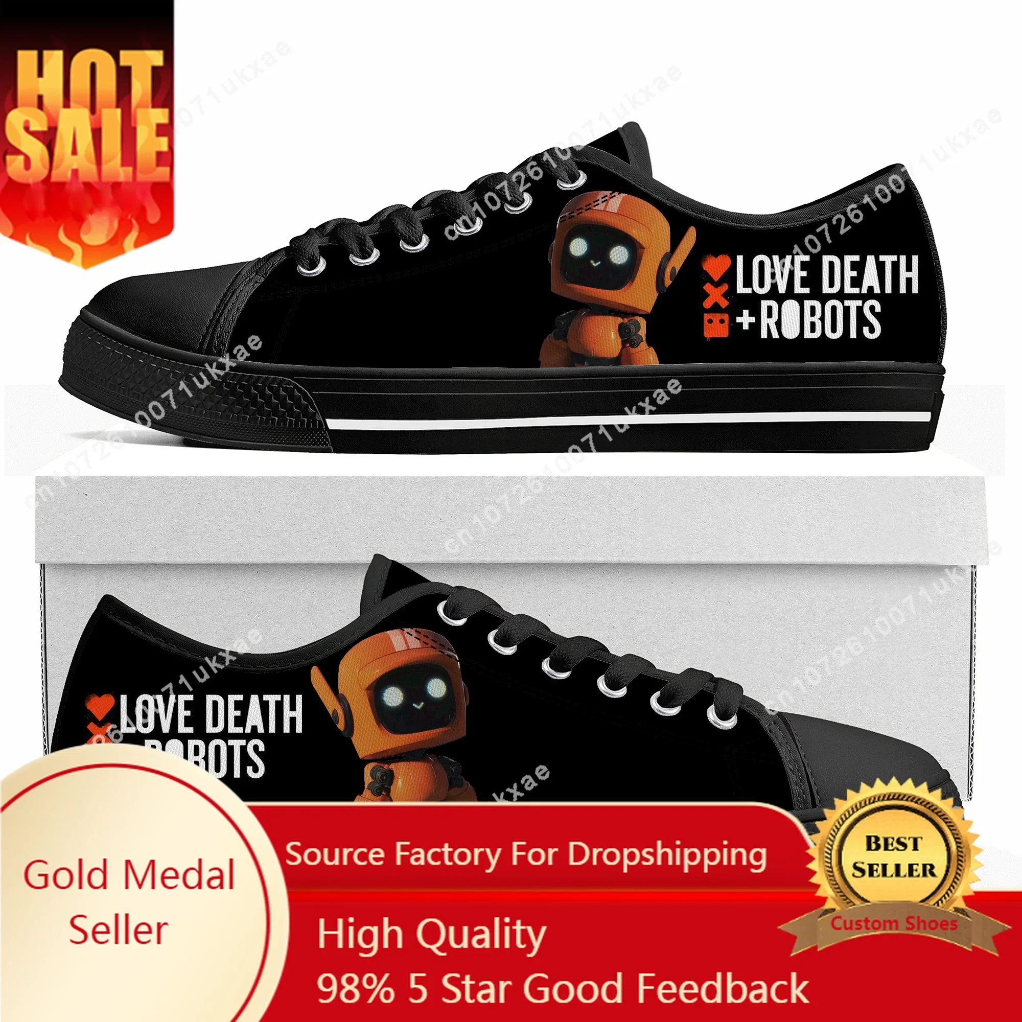 Love Death Robots Low Top Sneakers Mens Womens Teenager Canvas High Quality Sneaker Casual Custom Made Shoes Customize DIY Shoe