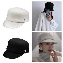 Vintage Fedora Hat for Women Elegant Beret Hat with Long Brim Woolen Horsemen Hat Peaked Hat Stage Props Accessory Hat