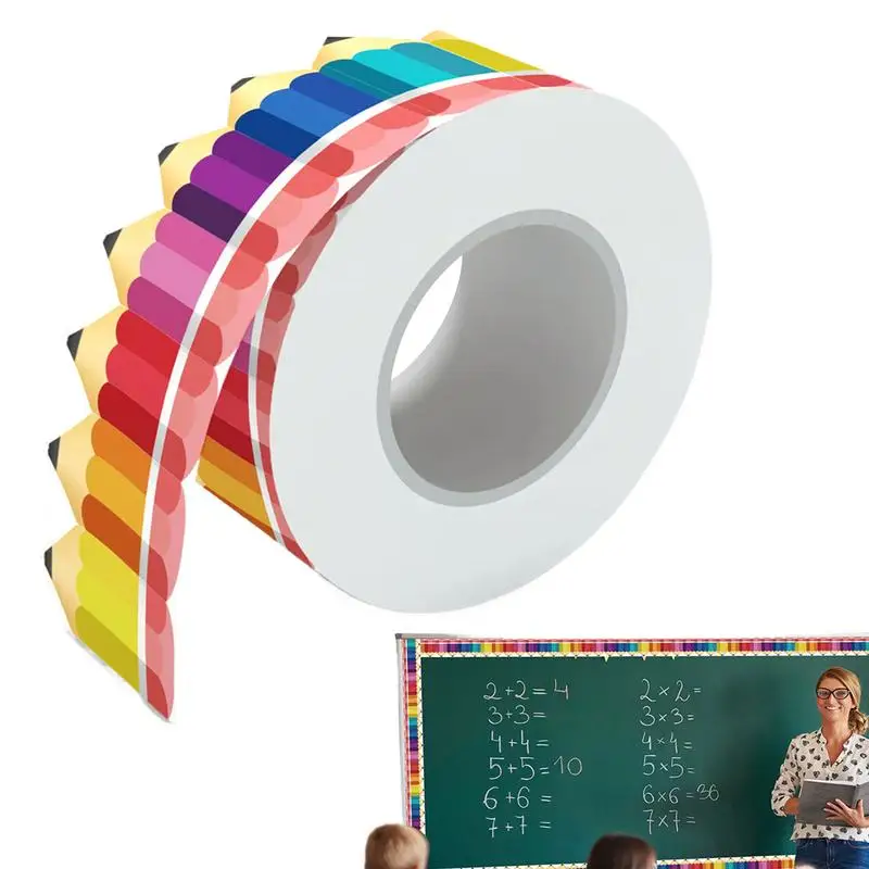 Pencil Bulletin Board Border 65ft Border Trim Back To School Decoration Paper Borders Border For Back-to-School Walls Homeschool