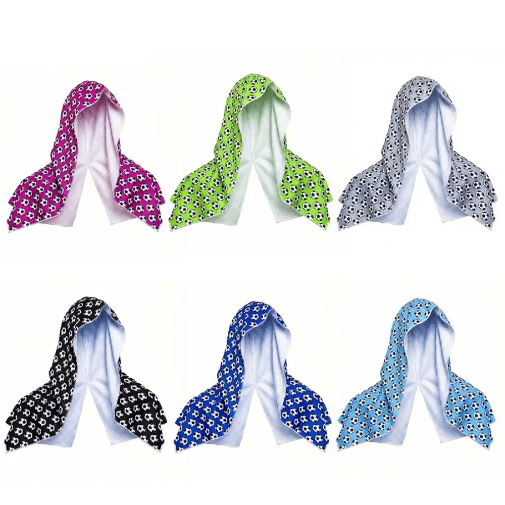 Quick-Dry Cooling Sports Scarf Football Pattern Moisture-Wicking Hooded Headscarf Breathable Multifunctional UV Protection Towel