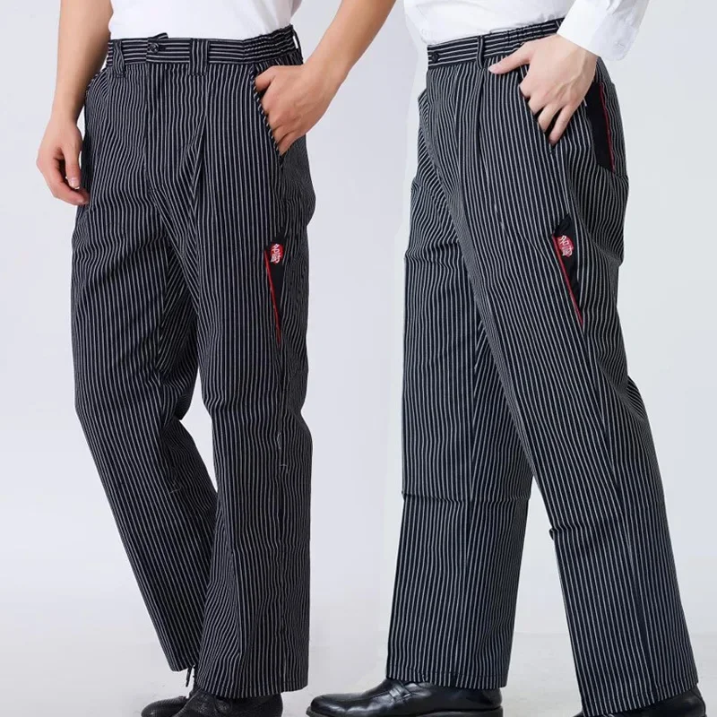 Half Elastic Waist Chef Pants for Men Women Cook Chef Bakery Pants Hotel Restaurant Chef Work Long Pants Food Service Uniform