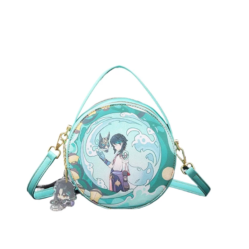 Game GS Impact Cos Shenhe Xiao Kamisato Ayato 2024 NEW Anime Commuter Small Round Pu Pain Bag Crossbody Bag Gift