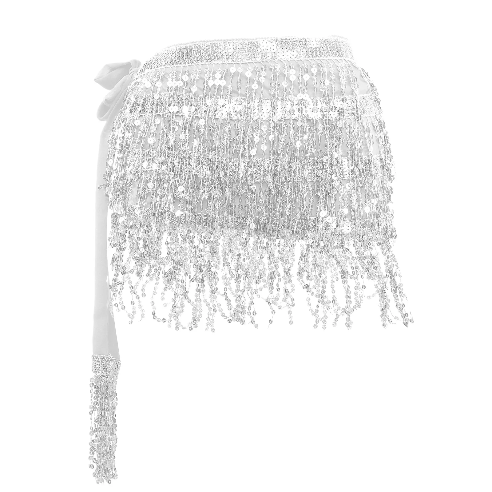 

Sequin Tassel Waist Towel Hip Scarf Chiffon PU Material Eye catching Skirt Wrap Women Costumes Stage Performance