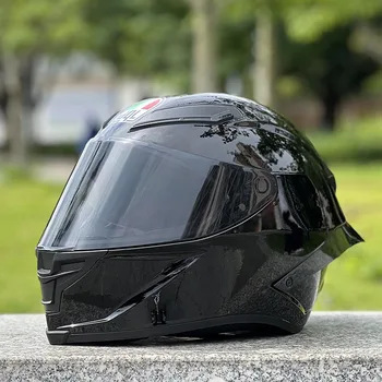 Dg l-男性と女性のための明るい黒のオートバイのヘルメット,ユニセックスのフルフェイスヘルメットユニセックス,承認済み,冬用,オリジナル