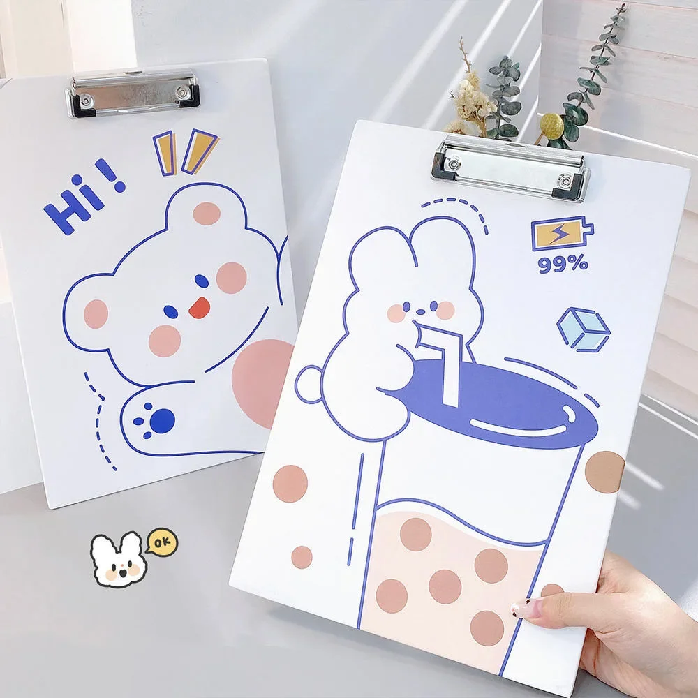 

A4 Cute Cartoon Clipboard File Folder Hanging Writing Board Clip Loose-leaf File Writing Clamps Office School SuppliesStationery
